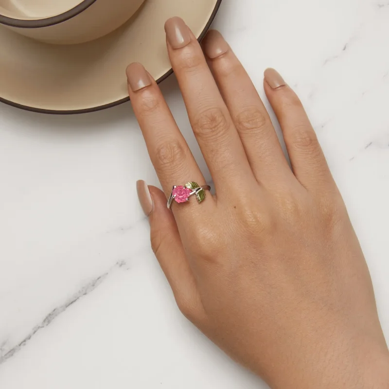 (bilde for) Pandora Style Crystal Rose Åpen Ring - BSR472-PKE - Vis 3