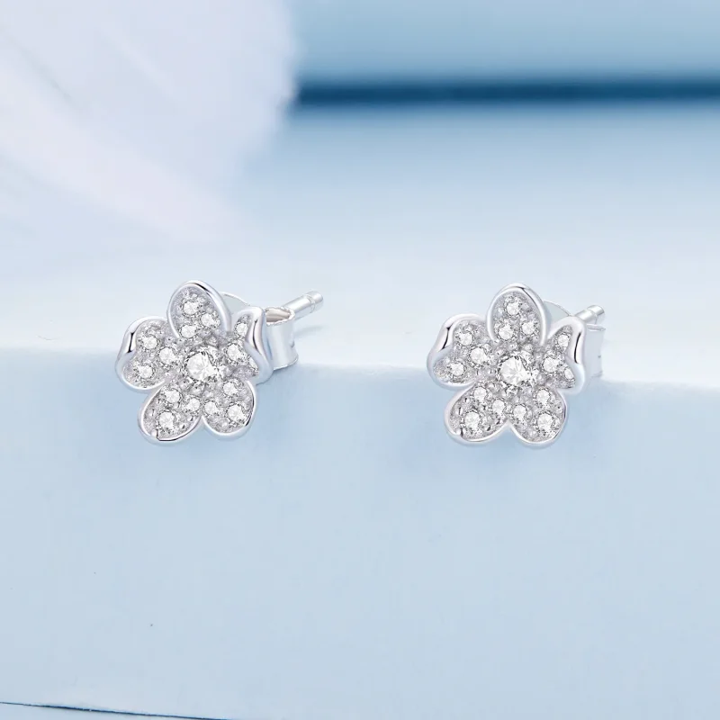 (bilde for) Pandora Style Diamantbelagte ørepynt med blomster - BSE855 - Vis 2