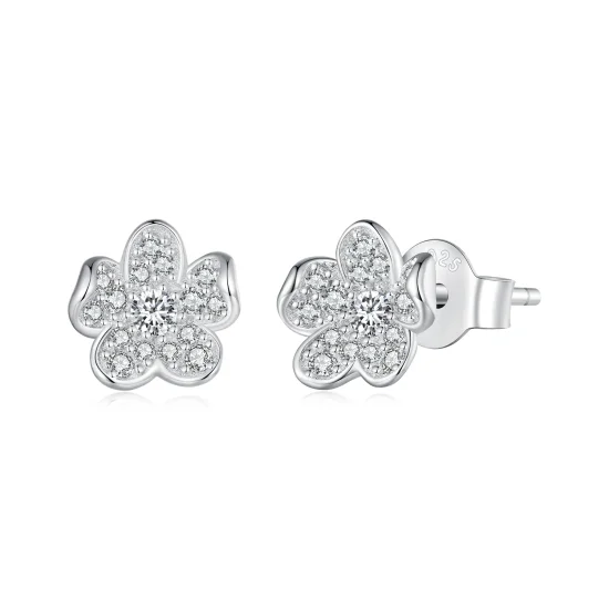 (bilde for) Pandora Style Diamantbelagte ørepynt med blomster - BSE855