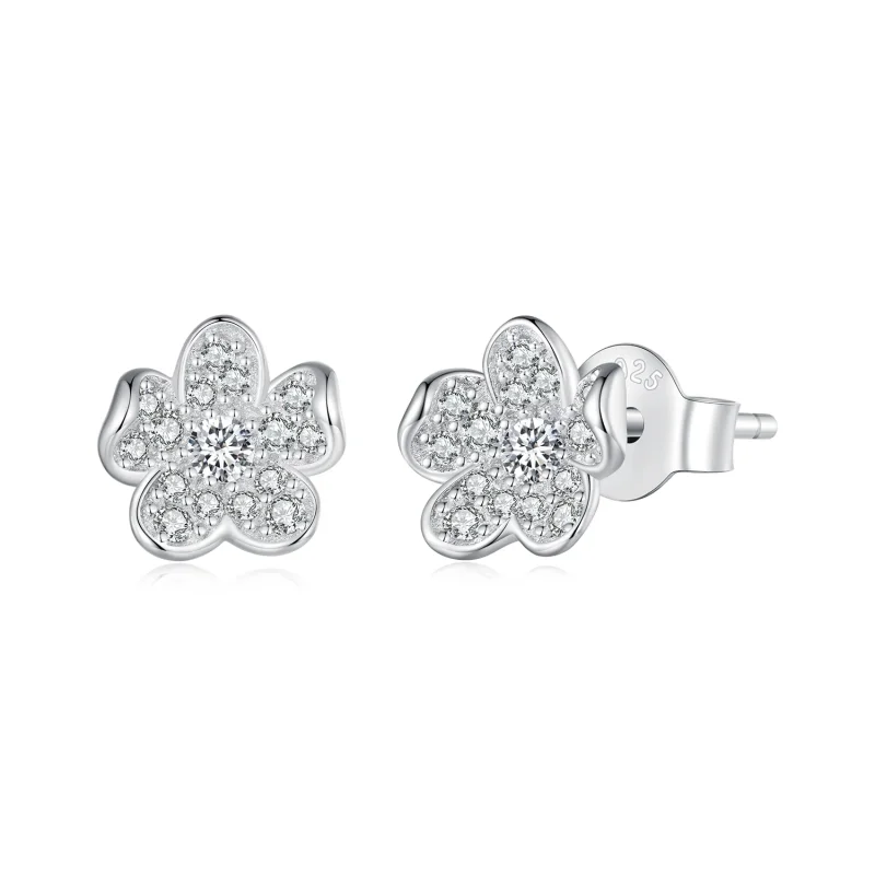 (bilde for) Pandora Style Diamantbelagte ørepynt med blomster - BSE855