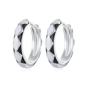 (bilde for) Pandora Style Diamantformet mønster Hoop øredobber - SCE1611-BK