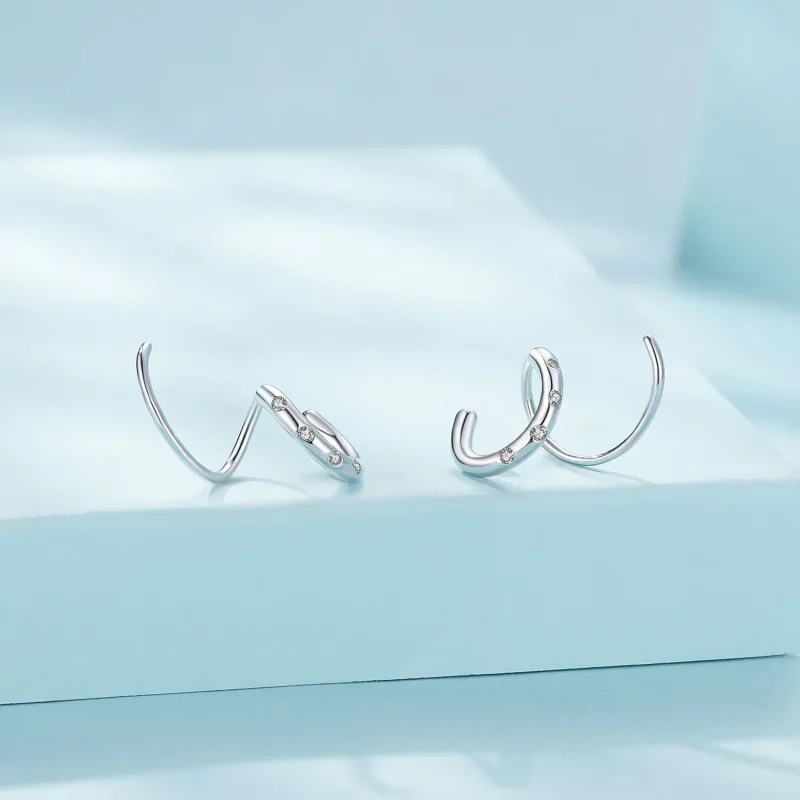 (bilde for) Pandora Style Double Hoop øredobber øredobber - SCE1652 - Vis 2
