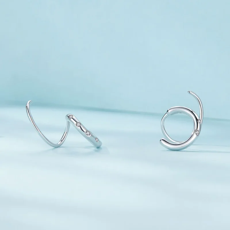 (bilde for) Pandora Style Double Hoop øredobber øredobber - SCE1652 - Vis 4