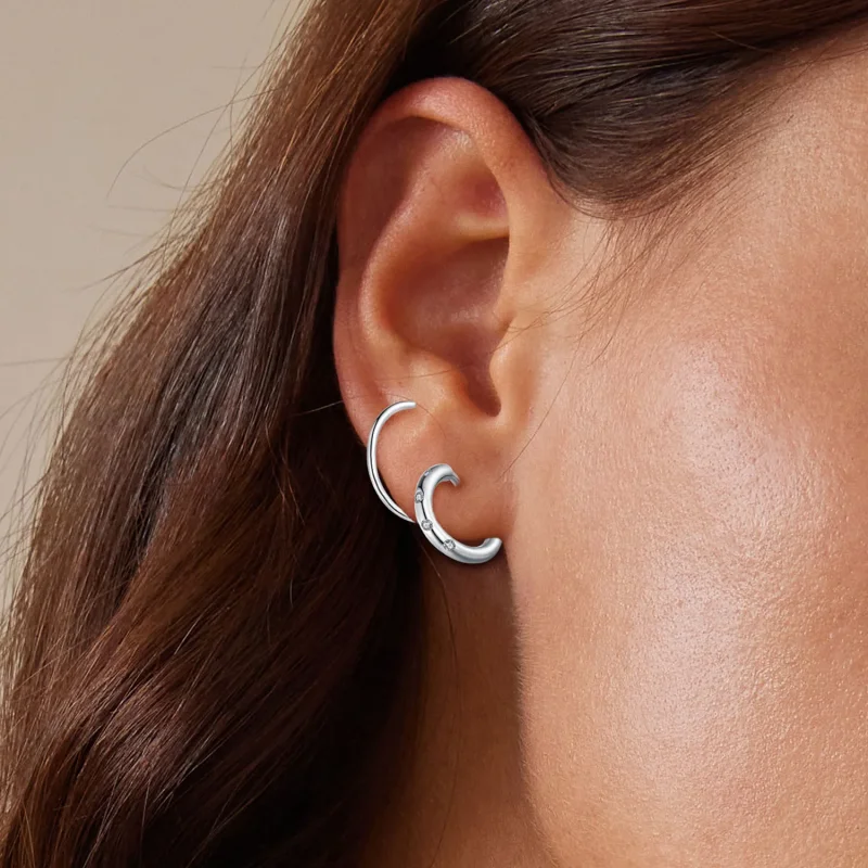 (bilde for) Pandora Style Double Hoop øredobber øredobber - SCE1652 - Vis 5