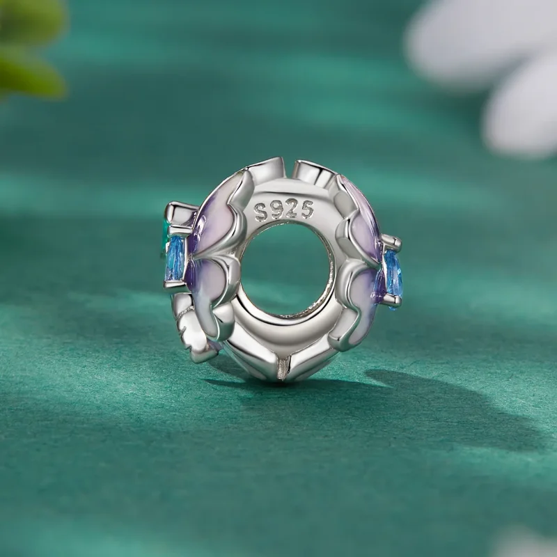 (bilde for) Pandora Style Dragonfly Flower Charm - BSC786 - Vis 3