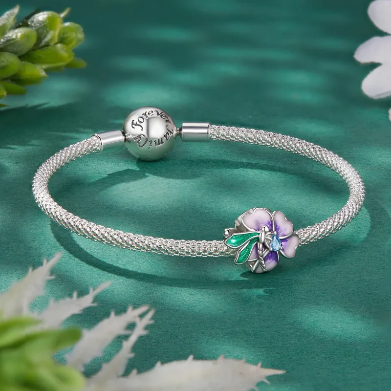 (bilde for) Pandora Style Dragonfly Flower Charm - BSC786 - Vis 5