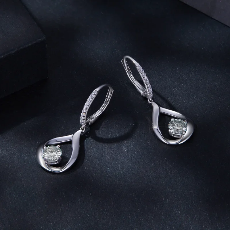 (bilde for) Pandora Style Drop Moissanite øredobber (to sertifikater) - MSE032 - Vis 3