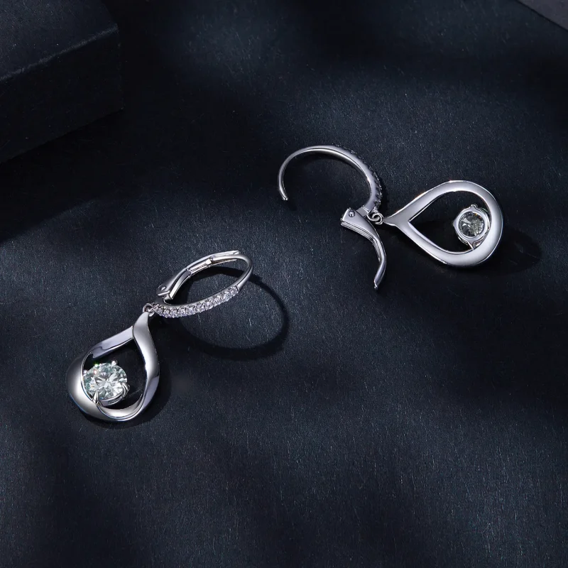 (bilde for) Pandora Style Drop Moissanite øredobber (to sertifikater) - MSE032 - Vis 4