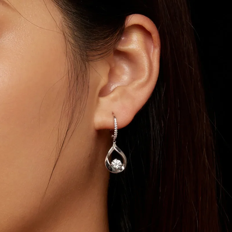 (bilde for) Pandora Style Drop Moissanite øredobber (to sertifikater) - MSE032 - Vis 7