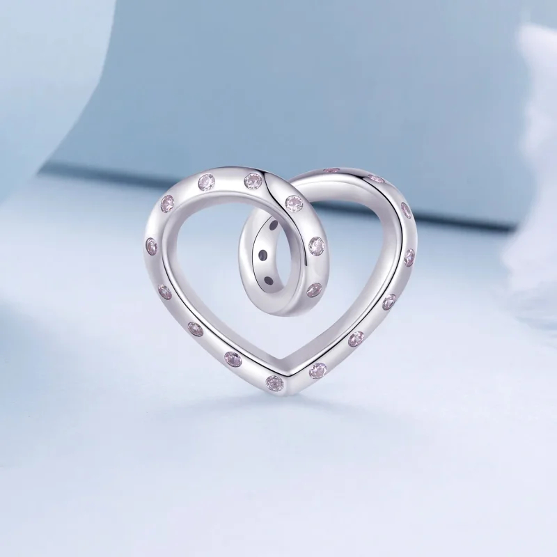 (bilde for) Pandora Style Entangled Heart Charm - BSC928 - Vis 2