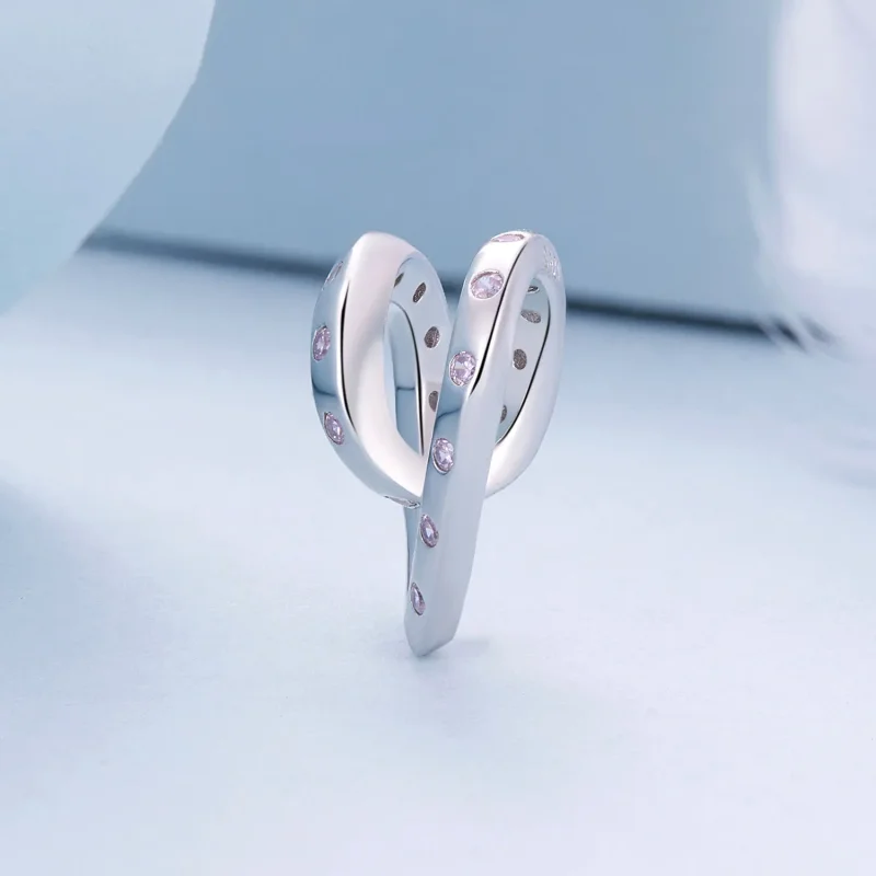(bilde for) Pandora Style Entangled Heart Charm - BSC928 - Vis 3
