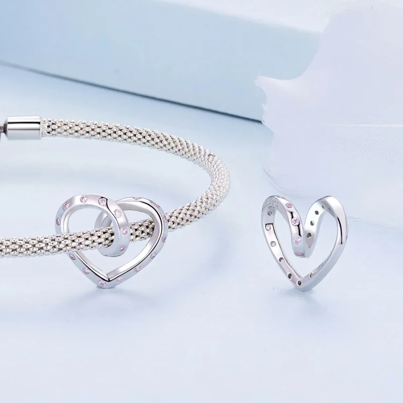 (bilde for) Pandora Style Entangled Heart Charm - BSC928 - Vis 4