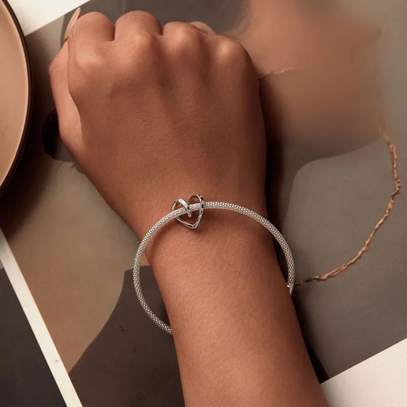 (bilde for) Pandora Style Entangled Heart Charm - BSC928 - Vis 6