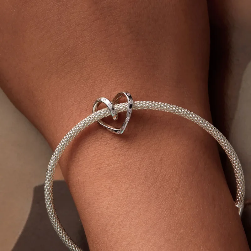 (bilde for) Pandora Style Entangled Heart Charm - BSC928 - Vis 7