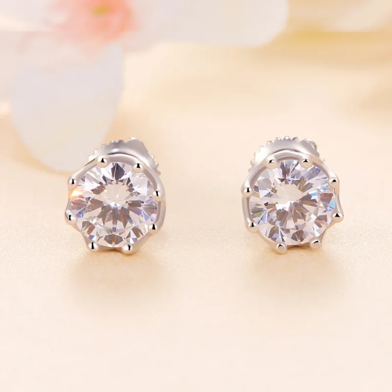 (bilde for) Pandora Style Exquisite Moissanite ørepynt (to sertifikater) - MSE016-L - Vis 2