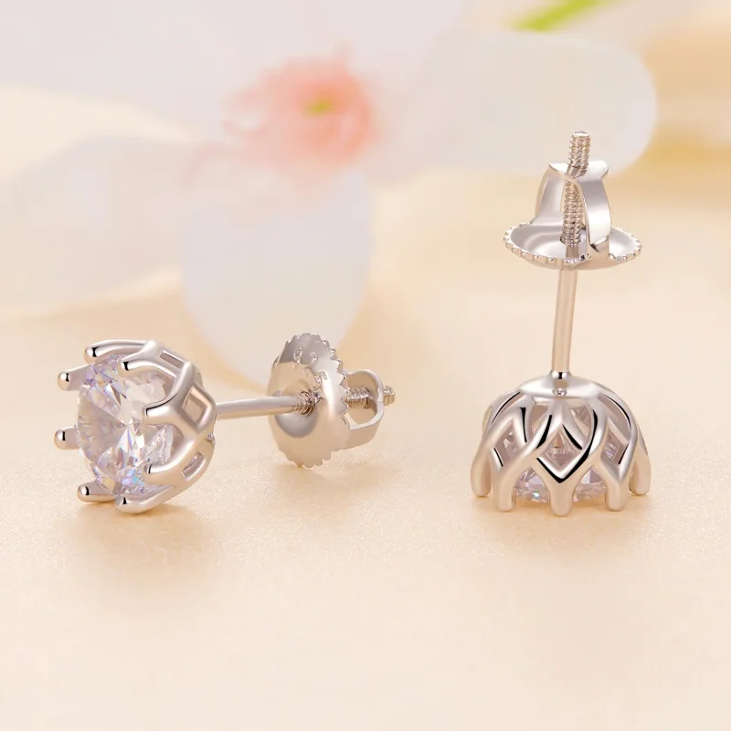 (bilde for) Pandora Style Exquisite Moissanite ørepynt (to sertifikater) - MSE016-L - Vis 3