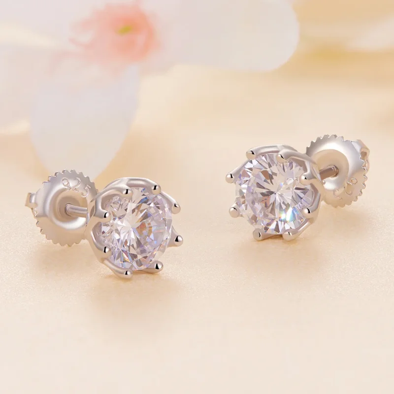 (bilde for) Pandora Style Exquisite Moissanite ørepynt (to sertifikater) - MSE016-L - Vis 4