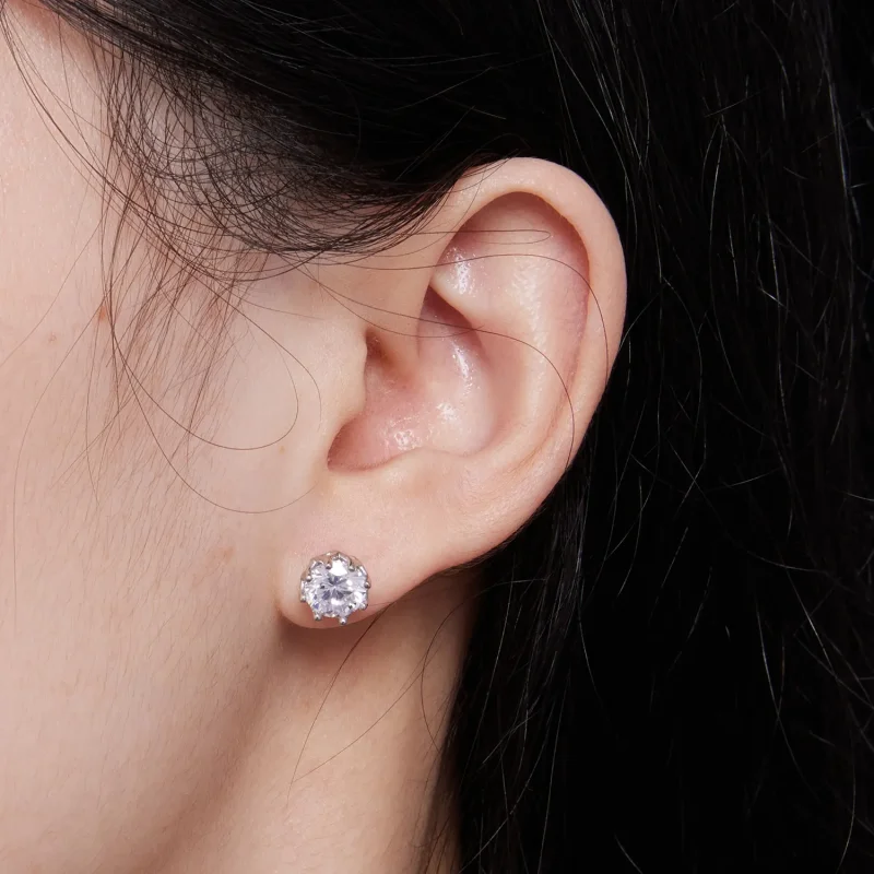 (bilde for) Pandora Style Exquisite Moissanite ørepynt (to sertifikater) - MSE016-L - Vis 5
