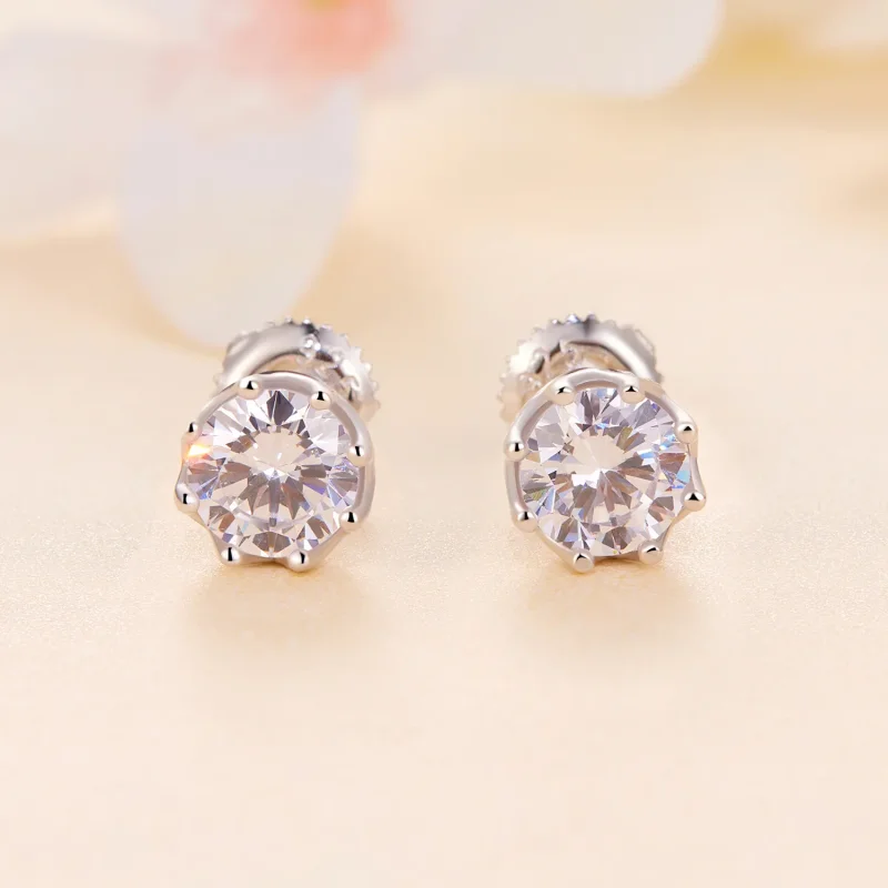 (bilde for) Pandora Style Exquisite Moissanite ørepynt (to sertifikater) - MSE016-S - Vis 2
