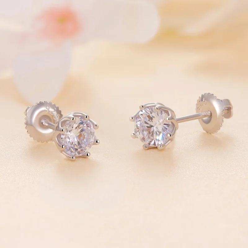 (bilde for) Pandora Style Exquisite Moissanite ørepynt (to sertifikater) - MSE016-S - Vis 4