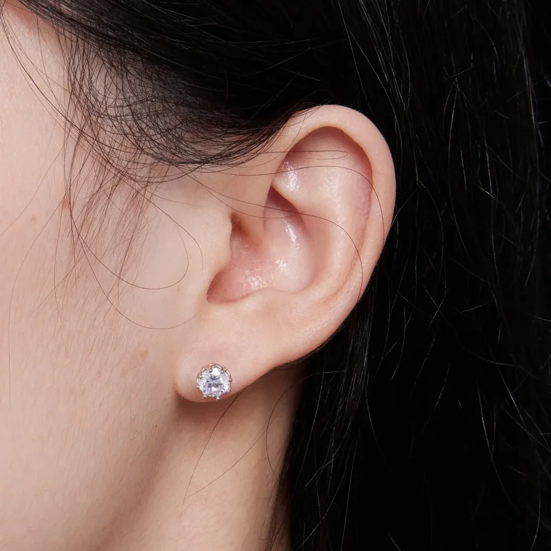 (bilde for) Pandora Style Exquisite Moissanite ørepynt (to sertifikater) - MSE016-S - Vis 6