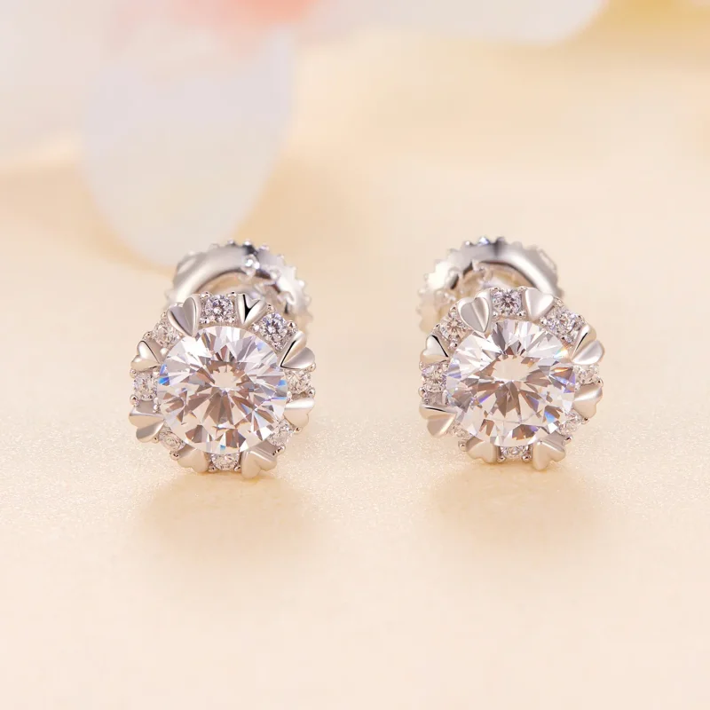 (bilde for) Pandora Style Exquisite Moissanite ørepynt (to sertifikater) - MSE017 - Vis 2