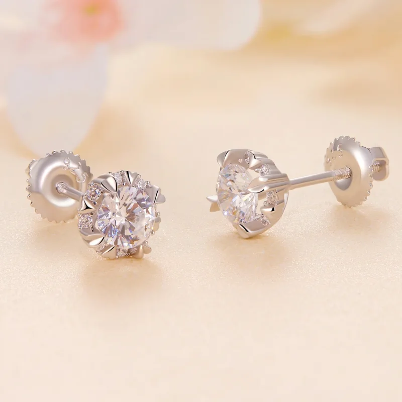 (bilde for) Pandora Style Exquisite Moissanite ørepynt (to sertifikater) - MSE017 - Vis 3