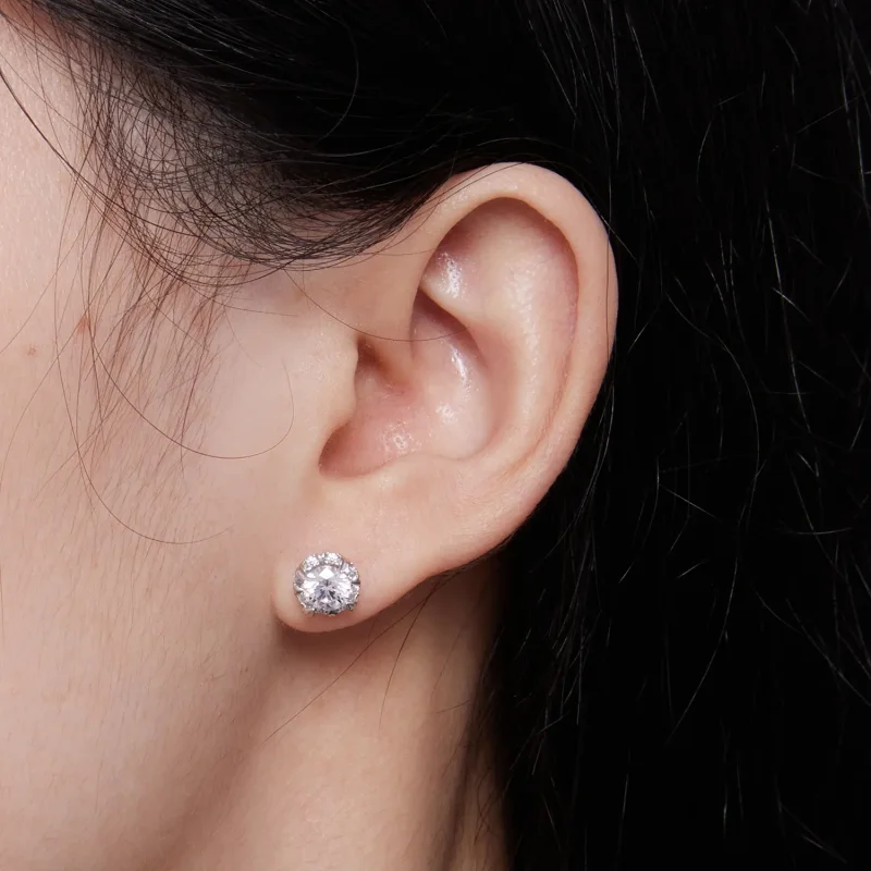 (bilde for) Pandora Style Exquisite Moissanite ørepynt (to sertifikater) - MSE017 - Vis 5