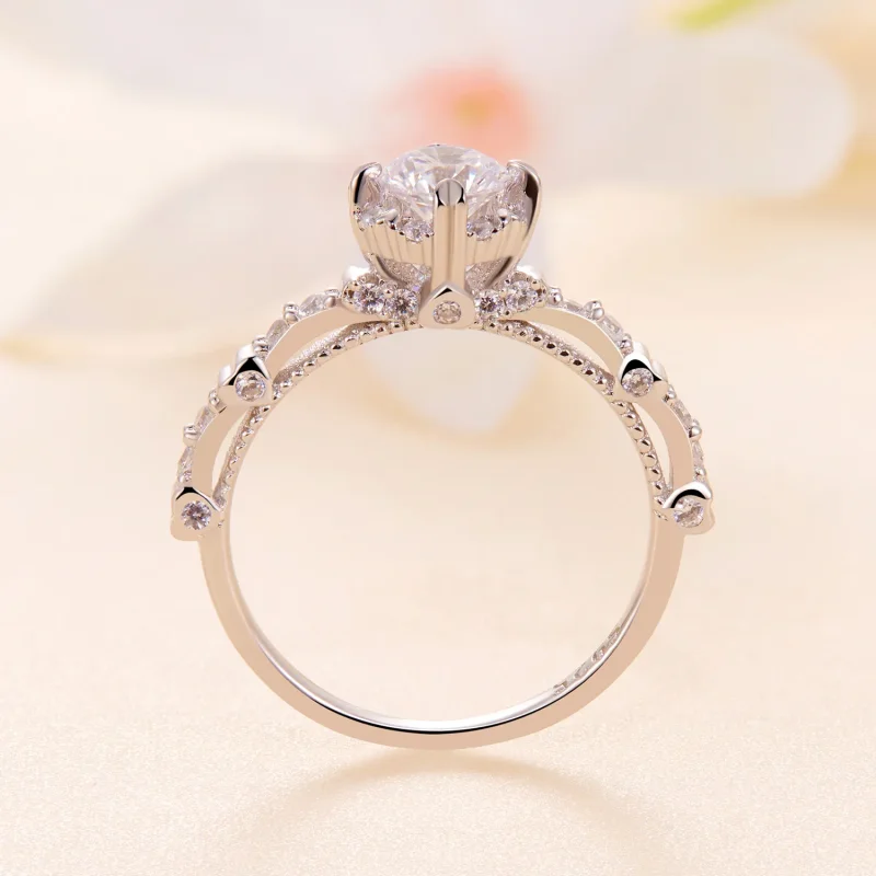 (bilde for) Pandora Style Exquisite Moissanite Ring - MSR023 - Vis 4