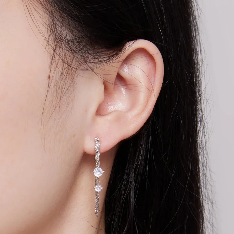 (bilde for) Pandora Style Exquisite Tassel Hoop øredobber - BSE822 - Vis 7