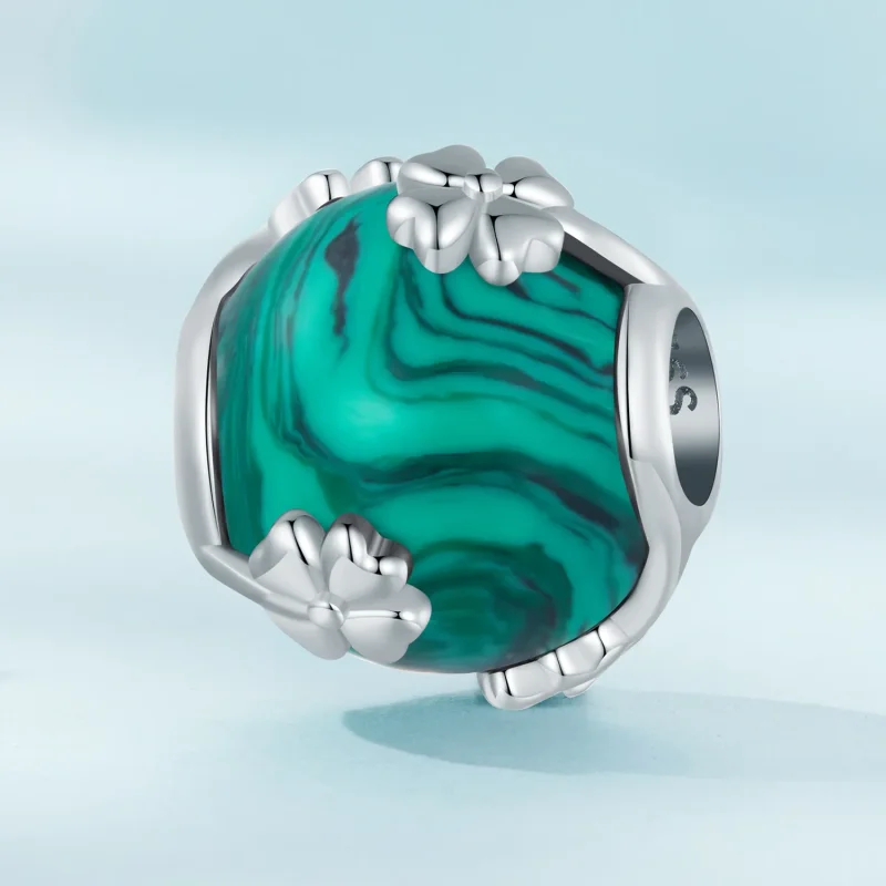 (bilde for) Pandora Style Firkløver Malakitt Charm - SCC2489 - Vis 2
