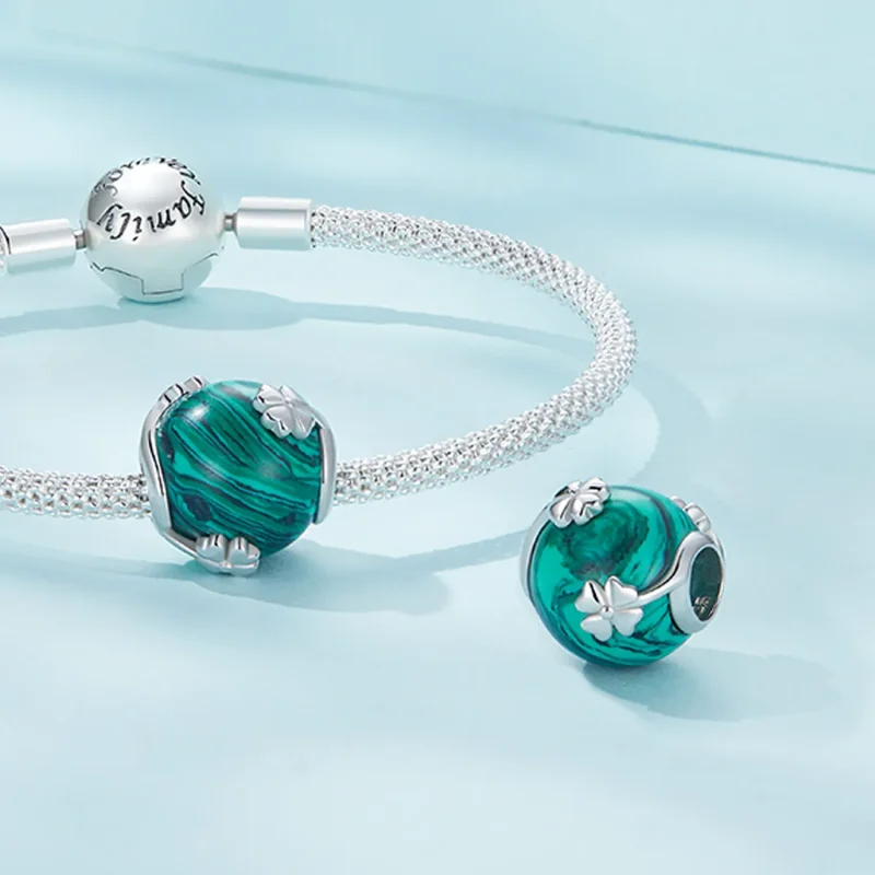 (bilde for) Pandora Style Firkløver Malakitt Charm - SCC2489 - Vis 4