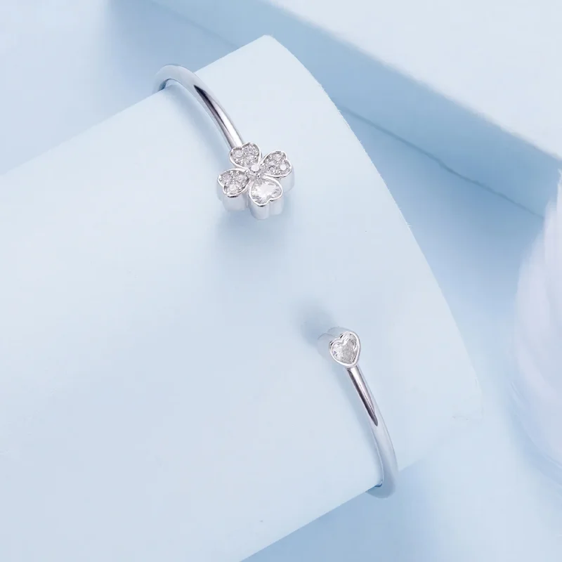 (bilde for) Pandora Style firkløver åpen armring - BSB134 - Vis 2