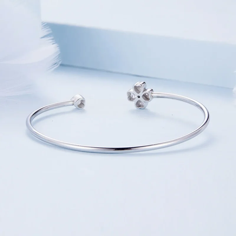 (bilde for) Pandora Style firkløver åpen armring - BSB134 - Vis 4