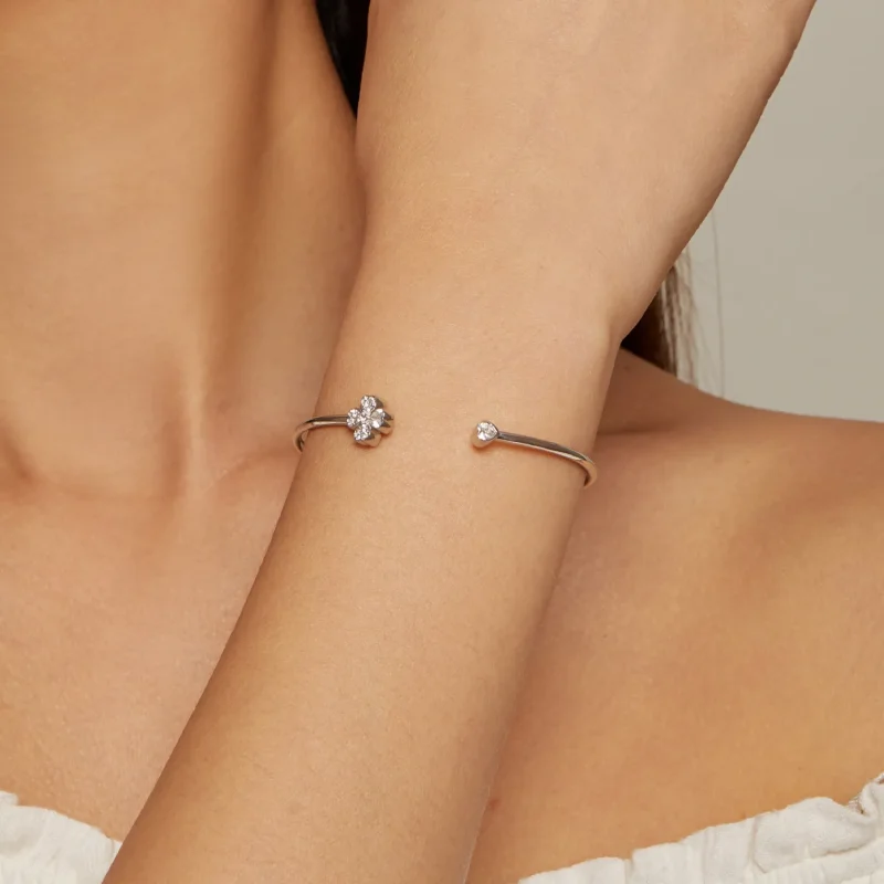 (bilde for) Pandora Style firkløver åpen armring - BSB134 - Vis 5