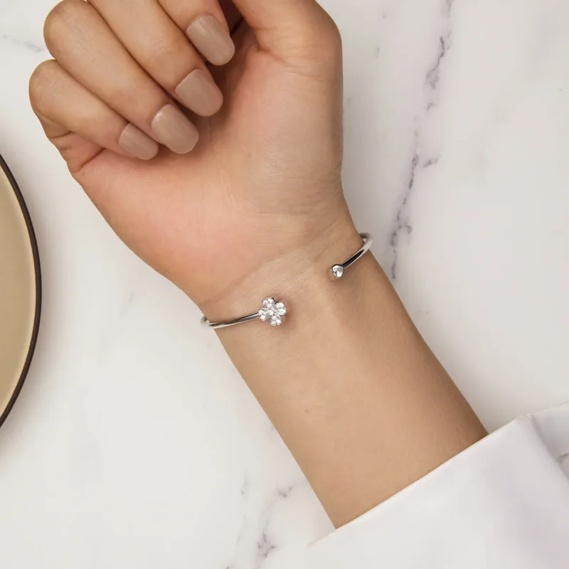 (bilde for) Pandora Style firkløver åpen armring - BSB134 - Vis 7