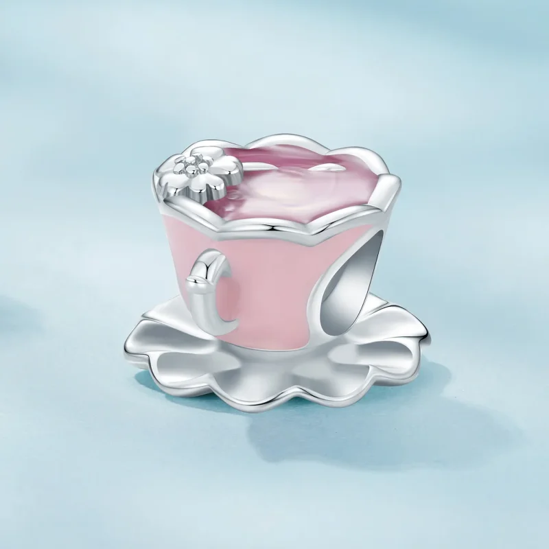 (bilde for) Pandora Style Flower Tea Cup Charm - SCC2563 - Vis 2