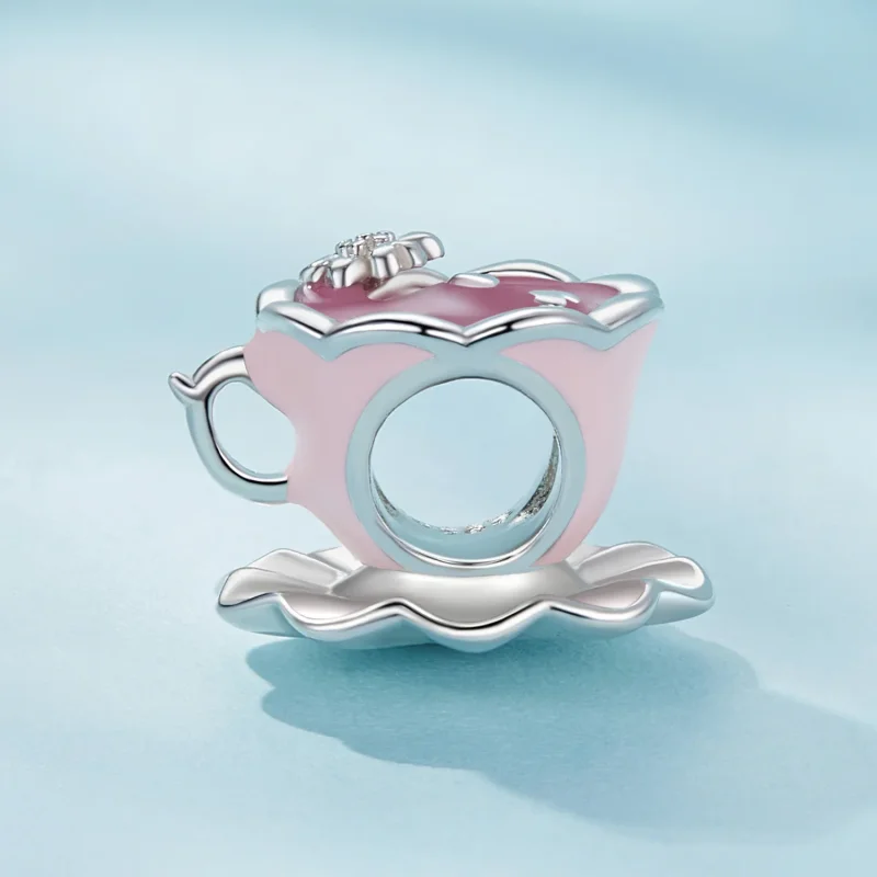 (bilde for) Pandora Style Flower Tea Cup Charm - SCC2563 - Vis 3