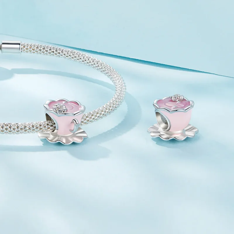 (bilde for) Pandora Style Flower Tea Cup Charm - SCC2563 - Vis 4