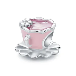 (bilde for) Pandora Style Flower Tea Cup Charm - SCC2563