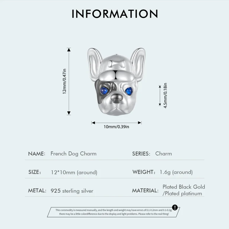 (bilde for) Pandora Style French Bulldog Charm - SCC2588 - Vis 4
