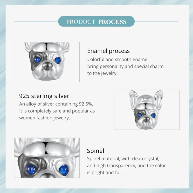 (bilde for) Pandora Style French Bulldog Charm - SCC2588 - Vis 6