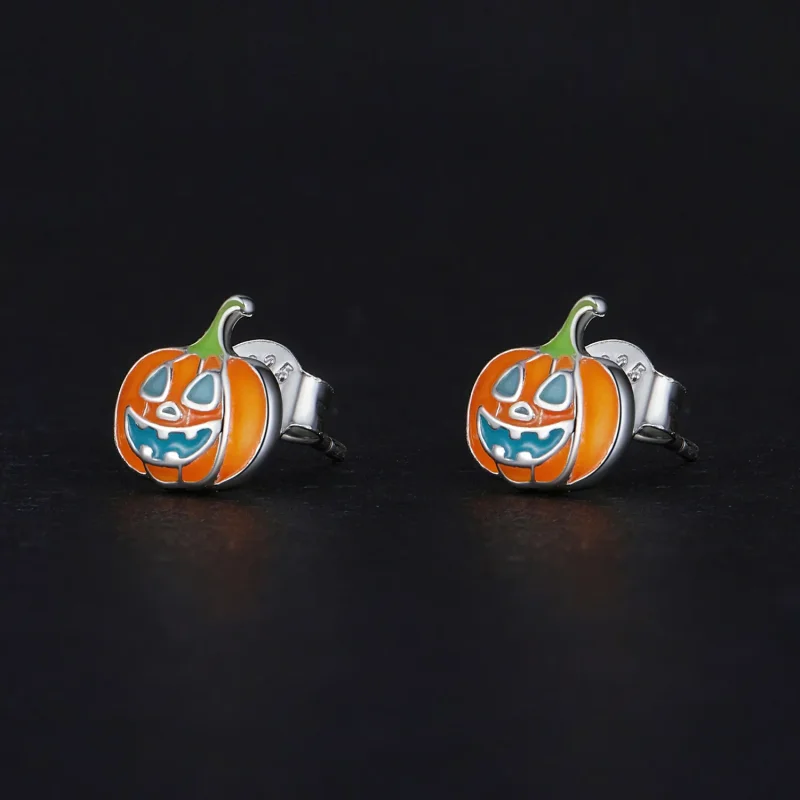 (bilde for) Pandora Style Glow-In-The-Dark Pumpkin Personalized Studs Øredobber - SCE1640 - Vis 2