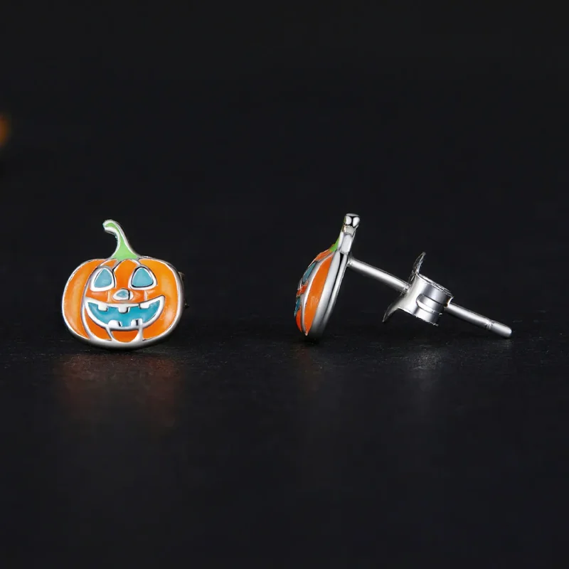 (bilde for) Pandora Style Glow-In-The-Dark Pumpkin Personalized Studs Øredobber - SCE1640 - Vis 4