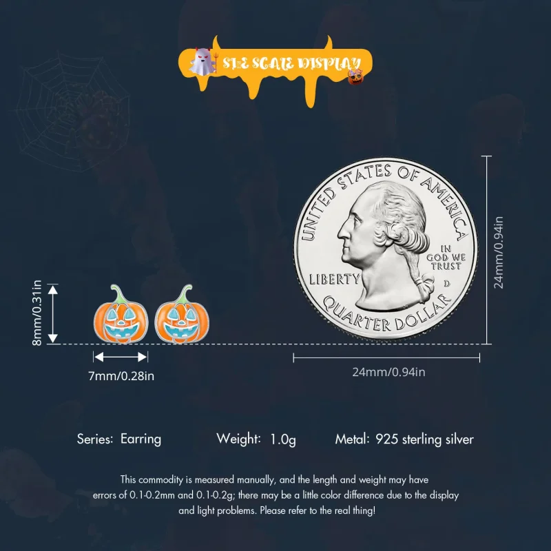 (bilde for) Pandora Style Glow-In-The-Dark Pumpkin Personalized Studs Øredobber - SCE1640 - Vis 7