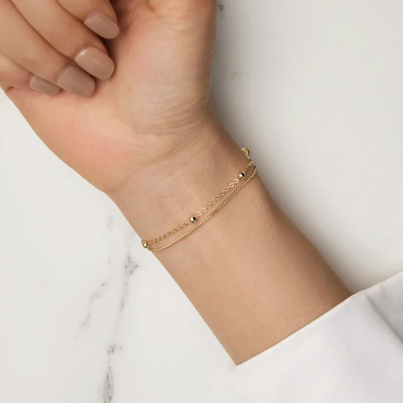 (bilde for) Pandora Style Golden Bead Chain Armbånd - SCB131-B - Vis 7