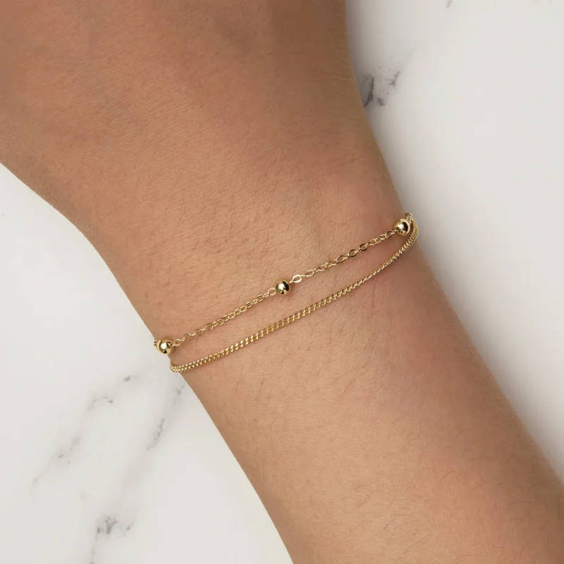 (bilde for) Pandora Style Golden Bead Chain Armbånd - SCB131-B - Vis 8