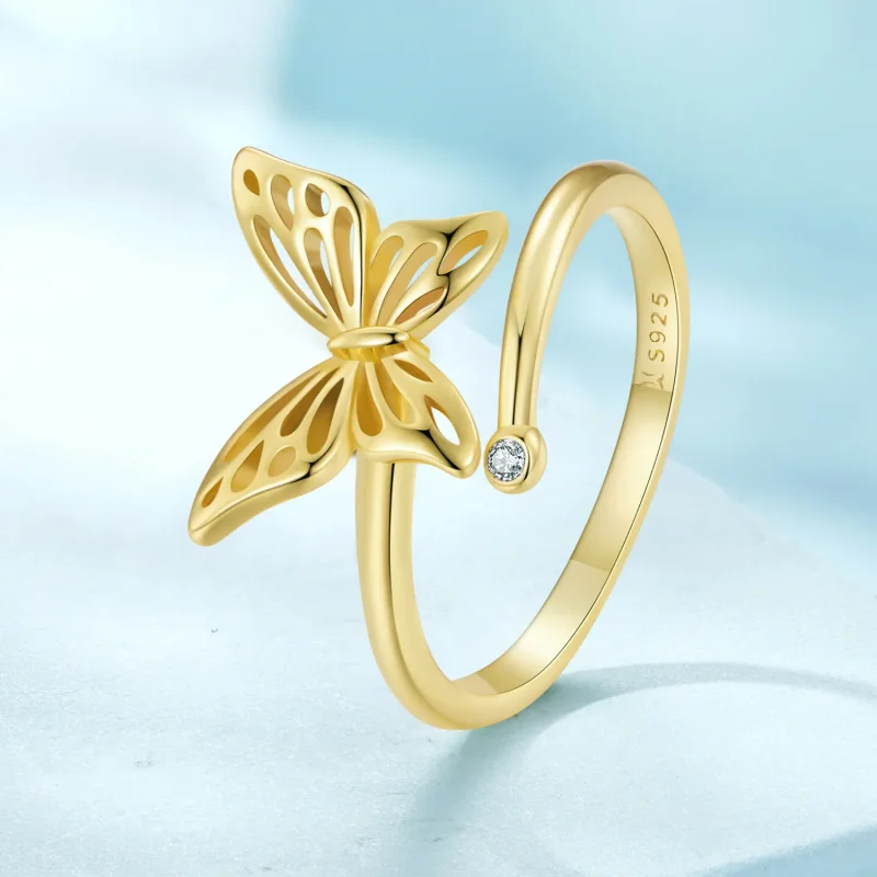 (bilde for) Pandora Style Golden Butterfly Dream Ring - SCR448-B - Vis 2