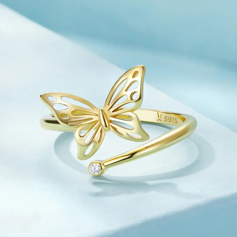 (bilde for) Pandora Style Golden Butterfly Dream Ring - SCR448-B - Vis 3