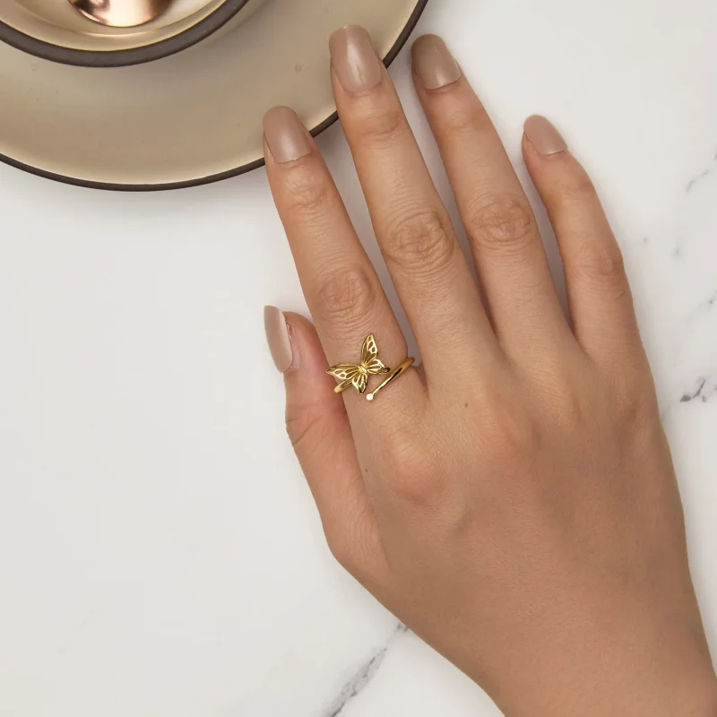 (bilde for) Pandora Style Golden Butterfly Dream Ring - SCR448-B - Vis 5